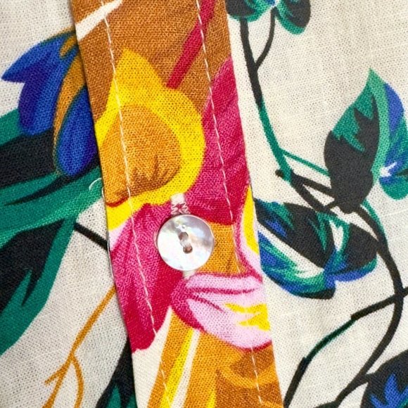 Rachel Roy Bright Multicolor Floral Novelty Linen Blend Button Down Blouse Sz S - Picture 9 of 9
